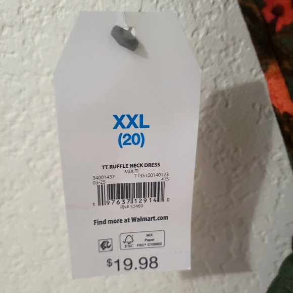 NWT Women's Time and Tru Ruffle Neck Floral Dress - Picture 6 of 8